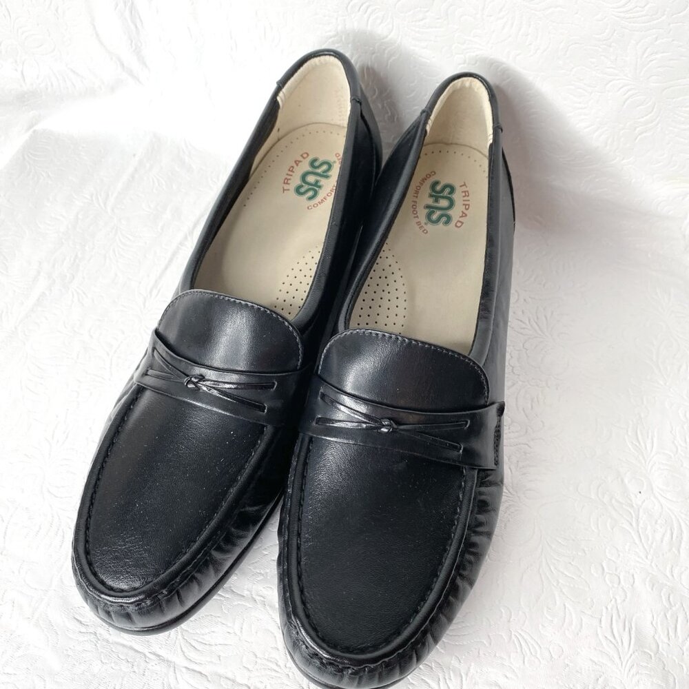 SAS Easier Dress Loafer 9.5N Black Moccasin